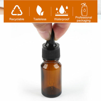 5-100ML Amber Glass Liquid Dropper Reagent Eye Pipette Essential Oils Bottle AU