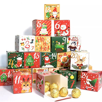 24Pcs DIY Christmas Advent Calendar Boxes 24 Days Countdown Calendar Gift Boxes