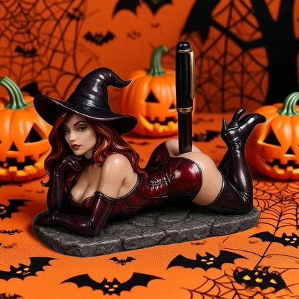 Funny Witch Figurine Pen Holder, Sexy Witch Statue Desk & Bookshelf Decor