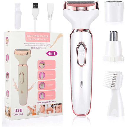 Cordless 4 in 1 Electric Lady Shaver Rechargeable Painless Razor Bikini Trimmer