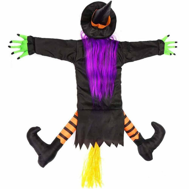 Halloween Crashing Witch Into Tree Outdoor Decor Yard Lawn Flying Witch Pendant