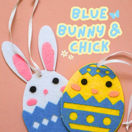 24Pcs Easter Felt Eggs Hanging Decoration, Chicks & Bunny Design, Home Party Ornament