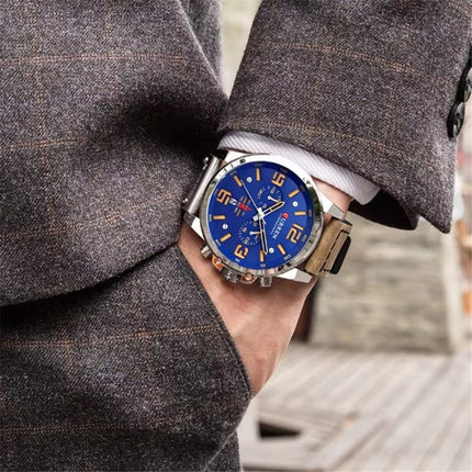 Men's Business Casual Quartz Wrist Watch, Leather Strap Analog Male Dress Watch