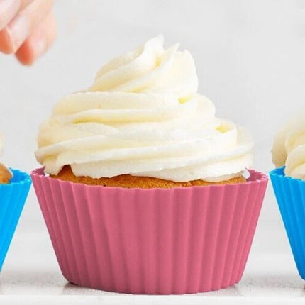 24PCS Reusable Silicone Cupcake Cases - Non-Stick Muffin Baking Moulds