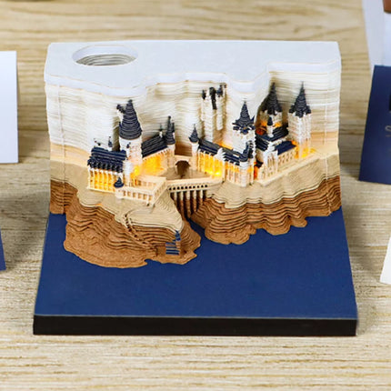 2025 3D Calendar with LED Light Paper Carving Art Memo Pad Notepad Novelty Gift