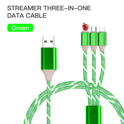 4Pcs 1M LED Flowing Light Charging Cable, 3 in 1 Multi Connector Charger Cord