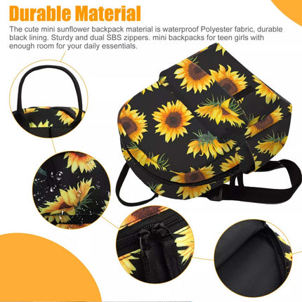 Mini Sunflower Pattern Women Backpack Crossbody Handbag