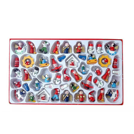 Pendant Miniature Wooden Christmas Tree Decor Figures Hanging Xmas Ornament Set