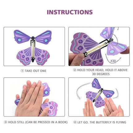 30Pcs Mixed Nature Design Wind-Up Butterflies - Magic Flying Prank Toy, Ideal Insert for Greeting Cards & Surprise Gifts