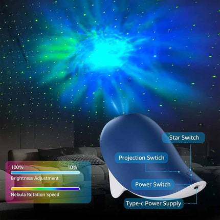 Blue Whale Kids Galaxy Star Projector LED Night Light Bedroom Decor Lamp