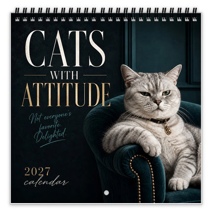 Cats With Attitude 2027 Wall Calendar, Funny Sassy Cat Art Calendar, Perfect Gift for Cat Lovers