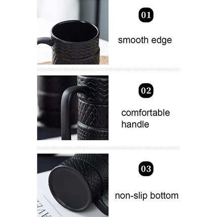 Large 500ML Tyre Tire Ceramic Mug, Coffee Tea Cup, Ideal Birthday Christmas Gift Present