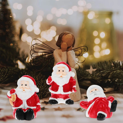 12Pcs Random Santa Claus Themed Mini Christmas Figurines - Micro Scene Ornaments for Indoor Holiday Decor
