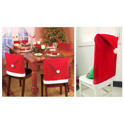 6x Christmas Chair Covers Dinner Table Santa Hat Home Decorations Ornaments Gift