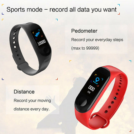 Bluetooth Smart Bracelet Fitbit Style Heart Rate Monitor Watch Pedometer Tracker