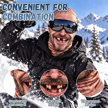 3D Funny Face Balaclava Ski Mask, Winter Windproof Full Face Cover for Motorcycle Cycling Outdoor Sports