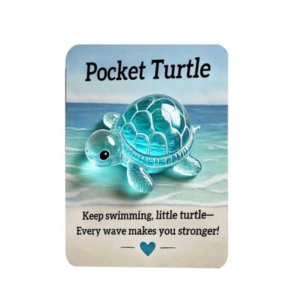 Pocket Crystal Turtle & Penguin Hug Keepsake Card Heartwarming Gift for Friends & Loved Ones