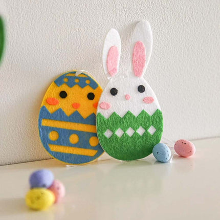 24Pcs Easter Felt Eggs Hanging Decoration, Chicks & Bunny Design, Home Party Ornament