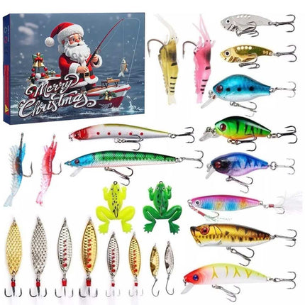 Christmas Fishing Tackle Advent Calendar,24Days Surprise Countdown Calendar
