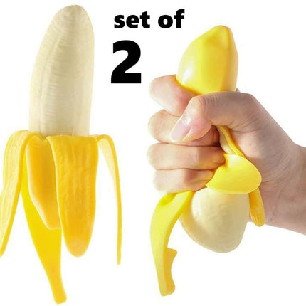 2 Pack Peeled Banana Squishy Toy Slow Rising Simulation Stress Relief Play