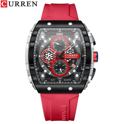 Men's Quartz Chronograph Wrist Watch, 3ATM Water Resistant, Silicone Strap Casual Sports Watch