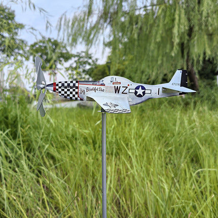 Airplane Wind Spinner Compass Weather Vane Yard Garden Decor
