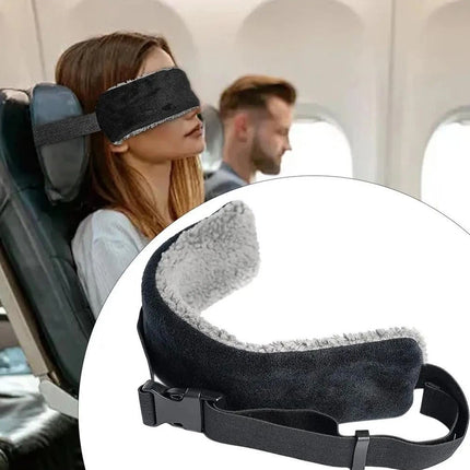 Travel Neck Support Pillow with Head Strap, Portable Airplane Head Rest, 1pc