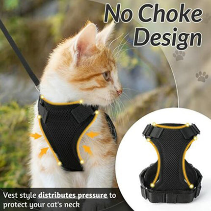 Cat Dog Harness Leash Walking Escape Proof Adjustable Reflective Vest Harness