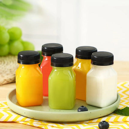 10PCS Mini Juice Bottles 4oz Plastic Shot Bottle Clear Containers Food Grade PET