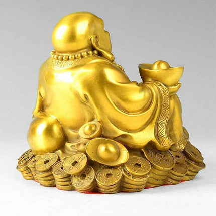 7CM Laughing Buddha Statue Figurine Carrying Golden Ingot Feng Ornaments