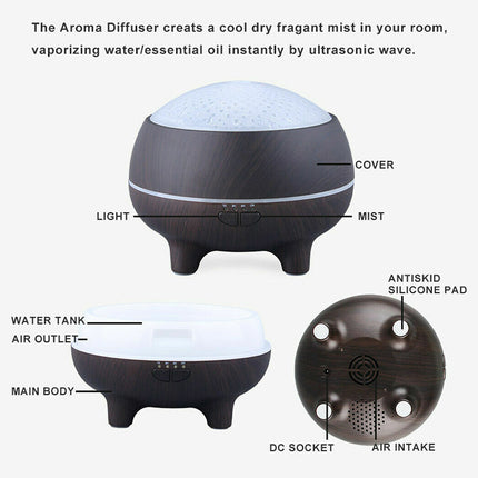 Aromatherapy Diffuser Bluetooth Speaker 7 Color LED Light For Bedroom,Yoga 300ml