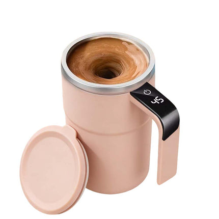 Pink Self Stirring Coffee Mug for Women, Electric Magnetic Rechargeable Auto Mixing Cup for Coffee Tea