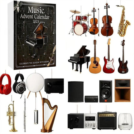 2025 Music-Themed Christmas Advent Calendar Acrylic Tree Ornaments 2D- 24-Day Xmas Countdown Holiday Gift