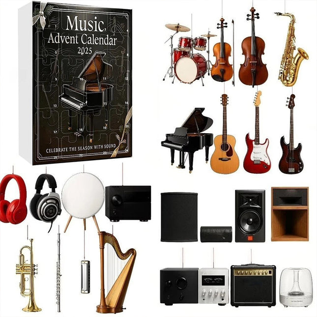 2025 Music-Themed Christmas Advent Calendar Acrylic Tree Ornaments 2D- 24-Day Xmas Countdown Holiday Gift
