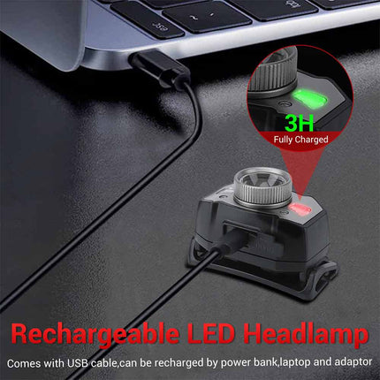 90000LM Sensor LED Headlamp Head Torch Rechargeable Zoom Headlight Light Lamp