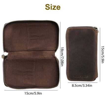 Portable Zipper Watch Storage Leather Case