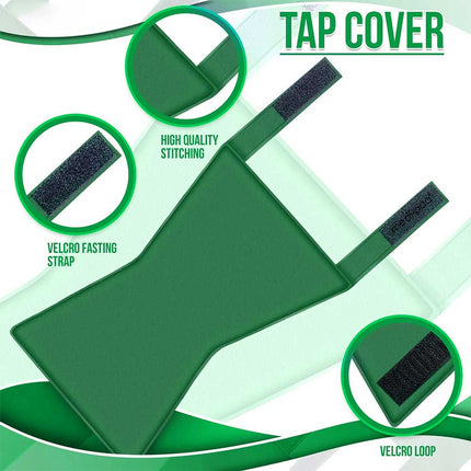 2x Green Insulated Outside Tap Cover, Winter Frost Protector for Outdoor Taps, Weather-Resistant Garden Tap Jacket to Shield Against Cold & Elements