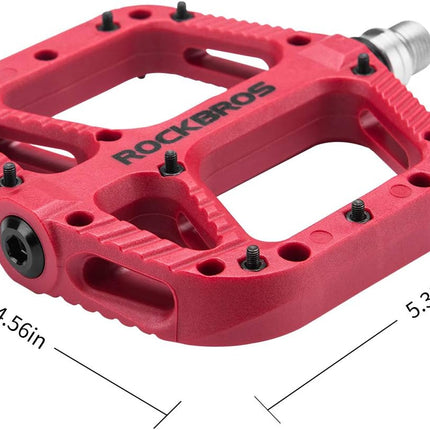 ROCKBROS Bike Pedals Nylon Composite Bearing 9/16" MTB Wide Flat Platform