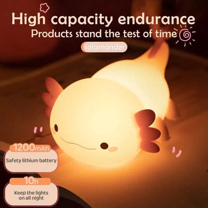 Cute Axolotl Nursery Sleeping Lamp Silicone USB Rechargeable Table Lamp