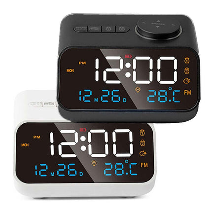 LED Digital Alarm Clock Time Calendar Temperature FM Radio Snooze Desk Clocks