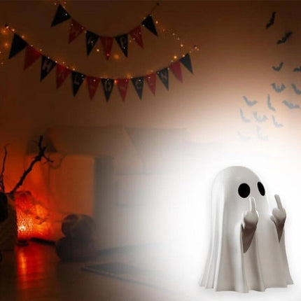 "9CM Funny Middle Finger Ghost Statue | Halloween Resin Figurine for Home Decor