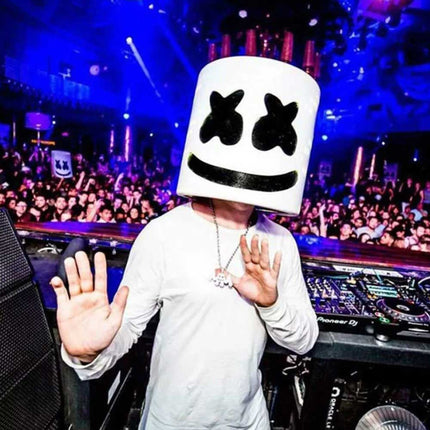 Marsh Mello-DJ Face Mask Helmet Cosplay Marshmallow Bar Music Party Costume Mask