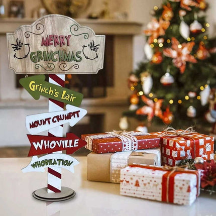 25cm Grinch & Whoville Christmas Tabletop Decoration – Merry Christmas Themed Stand for Xmas Home Decor
