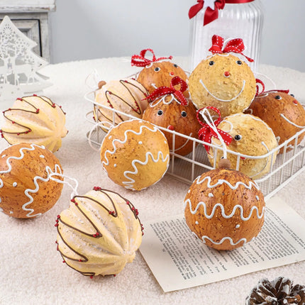 6Pcs Gingerbread Christmas Baubles, Xmas Tree Hanging Ornaments Decorations