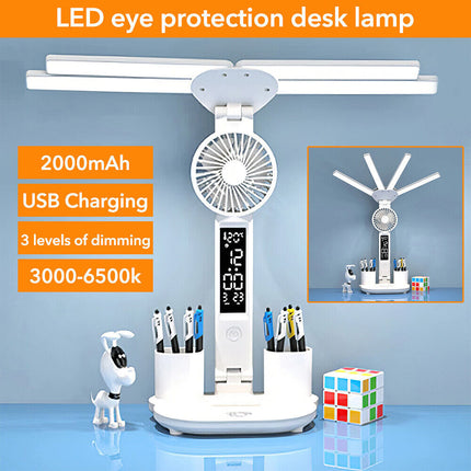 4 IN 1 LED Desk Lamp with Fan Dimmable Reading Lamp Reading Table Night Light