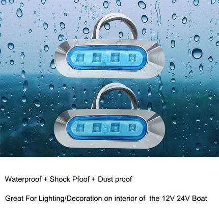 4x Marine Boat LED Courtesy Lights Cabin Deck Walkway Stair Light Blue 12V -24V