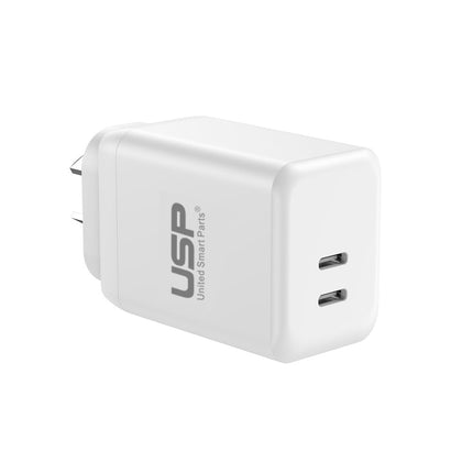 45W GaN Super Fast 2 USB-C Power Adapter Wall Charger For iPhone iPad Samsung