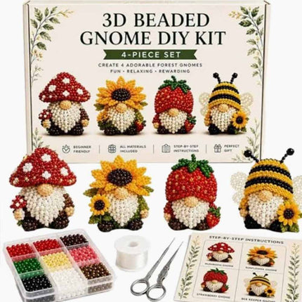 3D Beaded Gnome Craft DIY, Handmade Bead Art Supplies, Beginner Friendly Craft Set for Teens & Adults
