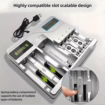 LCD Smart Battery Charger For AAA AA 9V Ni-MH Ni-CD Rechargeable Batteries