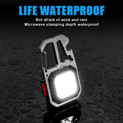 1x  Magnetic COB LED Keychain Torch - USB Rechargeable Mini Work Light for Outdoor and Repair